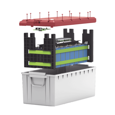 Batería LiFePO4, 2.56 kWh, 25.6V, 100AH / Con BMS Integrado / Vida Útil de más de 3500 Ciclos / Conector RS485 y CAN