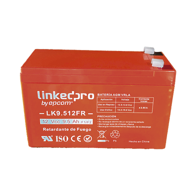 Batería 12 V / 9.5 Ah / UL / Tecnología AGM-VRLA / Vida útil promedio de 5 años / Retardante a la Flama / Uso en equipo electrónico, Alarmas de Intrusión / Incendio/ Control de acceso / Video Vigilancia / Termina