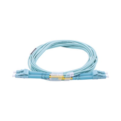 Jumper de Fibra Óptica Multimodo OM3 50/125 LC-LC OFNR (Riser), 2.0 mm, Dúplex, Aqua, 3 metros