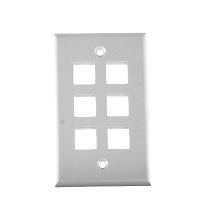 Placa de pared de 6 puertos, Keystone, Color Blanco