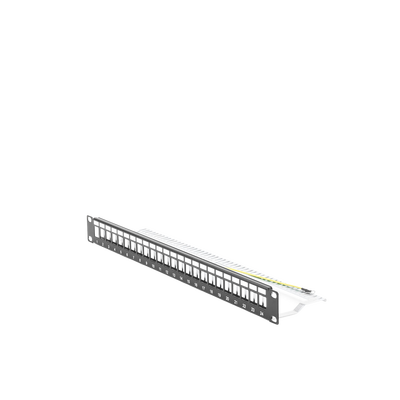 Patch panel modular Blindado (STP) de 24 puertos, con barra para organizar cable