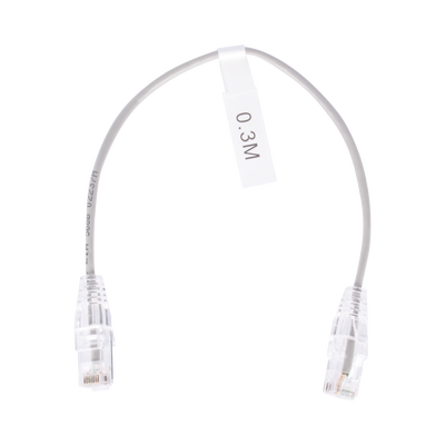 Cable de Parcheo Slim UTP Cat6 - 30 cm Gris Diámetro Reducido (28 AWG)