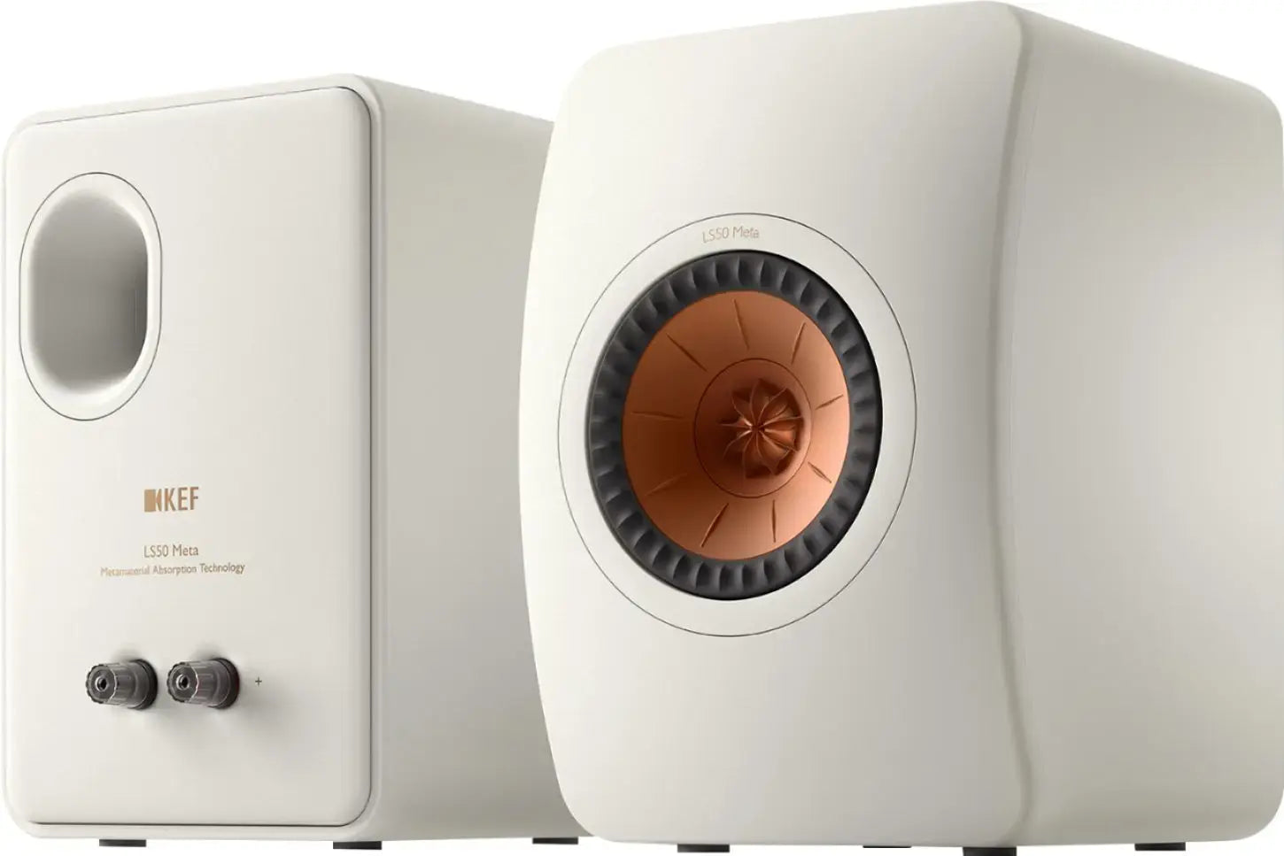 KEF LS50META Altavoz de estantería Bass reflex de2 vías, HiFi con tecnología de absorción de metamateriales (MAT) Salida máxima: 106 dB. Potencia del amplificador (recomendado): 40-100 W. Disponible en colores Blanco, Negro, Gris, Rojo. 1 PAR