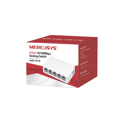 Switch NO Administrable / Para escritorio / 5 puertos 10/100 Mbps / Diseño Compacto / Plug and Play