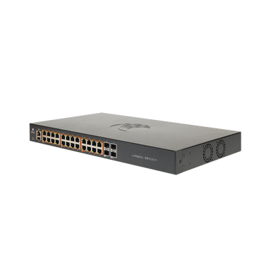 Switch cnMatrix EX1028 de 24 puertos PoE 802.3af/at, 200 W, Gigabit Ethernet y 4 SFP, Capa 2, gestión en la nube