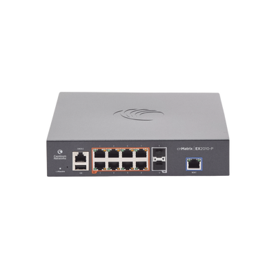 Switch cnMatrix EX2010-P capa 3 de 10 puertos(8 PoE Gigabit 802.3af/at, 2 SFP, 1 consola, 1 MNGMT, 1 USB) administración desde la Nube (MX-EX2010PXA-U)