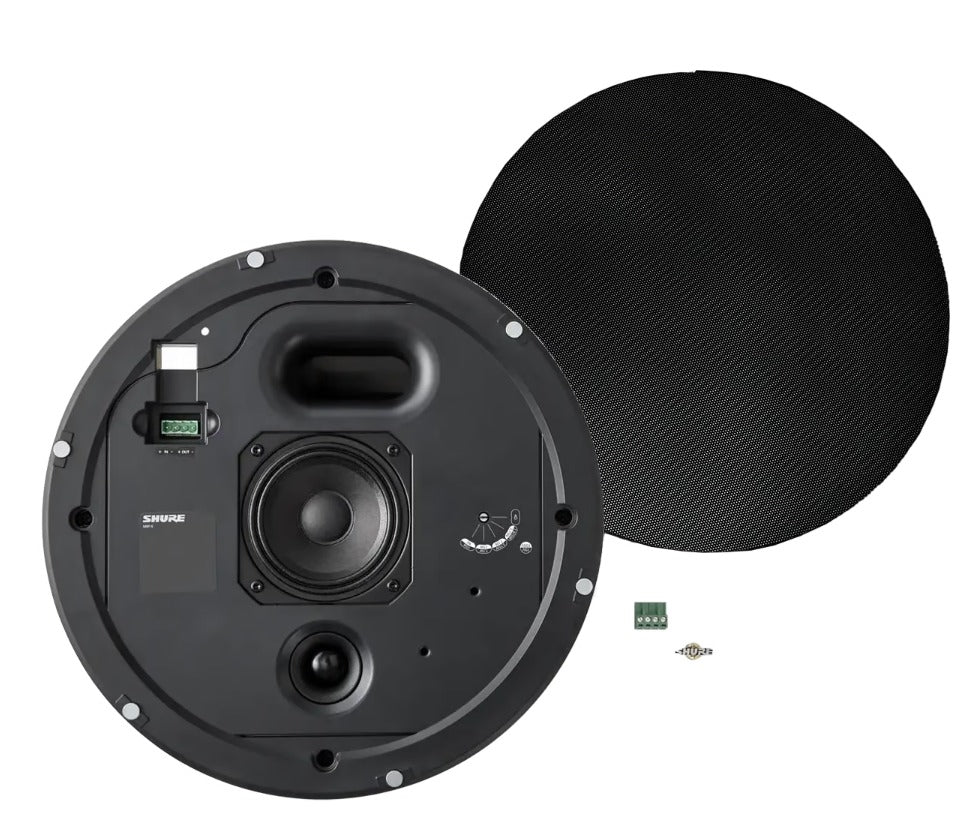 SHURE MXP-5B Altavoz pasivo de montaje en techo, baja profundidad, Los altavoces Microflex están diseñados para conferencias, al combinarse con micrófonos, DSP y amplificadores del ecosistema Microflex, ofrecen un sonido envolvente COLOR NEGRO