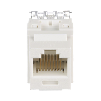 Conector Jack Estilo 110 (de Impacto), Tipo Keystone, Categoría 6, de 8 posiciones y 8 cables, Color Blanco mate