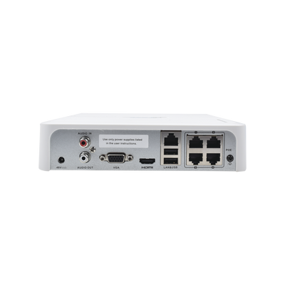HiLook Series / NVR 4 Megapixel / 4 Canales IP / 4 Puertos PoE / 1 Bahía de Disco Duro / H.264+