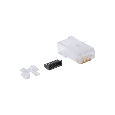 Plug RJ45 Cat6, Para Cable UTP Calibre 23 a 26 AWG, Chapado en Oro de 50 micras, Bolsa con 50 piezas