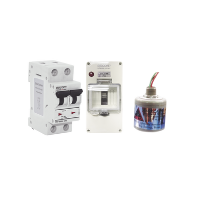 Kit de Centro de Carga Para Corriente Directa, Breaker de hasta 800 Vcc de 20 A con Supresor de Descargas Atmosféricas.