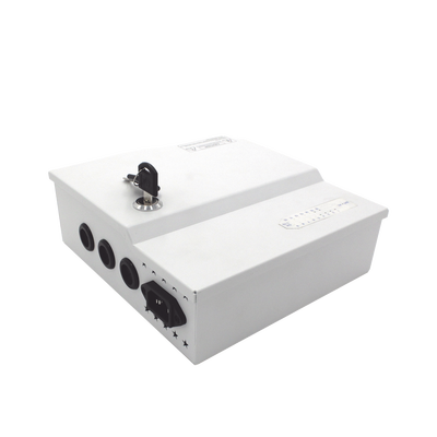 Fuente de poder profesional de 12 Vcc @ 16 A / para 16 cámaras / Con capacidad de batería de respaldo / Requiere batería / Voltaje de entrada de 96-264 Vca