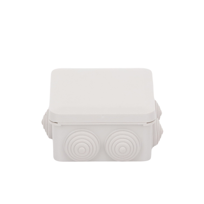 Caja Derivación-Conexión de Plástico (89 X 89 X 50 mm) con 7 Glándulas de Goma. Para Instalaciones Comerciales, Residenciales e Industriales. Cerrado a Presión.