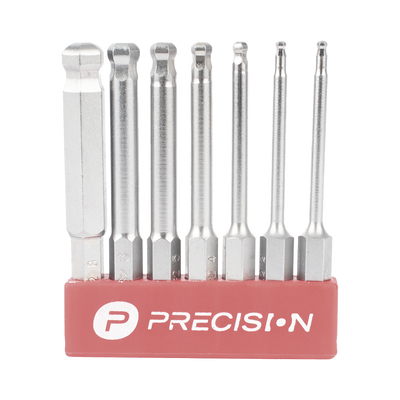Juego de 7 Puntas Hexagonales / Allen, Milimétricas con Cabeza Redonda para Destornillador de entrada Hexagonal de 1/4"