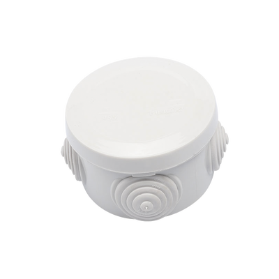 Caja Derivación-Conexión de Plástico Circular con 4 Glándulas de Goma (70 diámetro X 48 alto mm). Para Instalaciones Comerciales, Residenciales e Industriales. Cerrado a Presión.