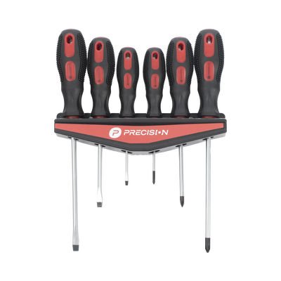 Juego de 6 desarmadores CrV con organizador y Mango Bicolor.