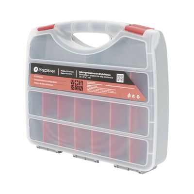 Caja Organizadora con 21 Divisiones Fabricada en Plástico de Alta Resistencia de 38x31x7 cm.