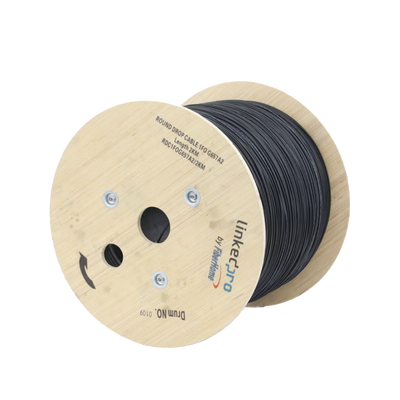 Carrete de 2 km de Fibra Óptica Aérea Tipo Drop Redonda (Figura 0) G.657A2, Monomodo, 1 hilo, forro de 3 mm