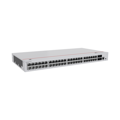 Switch de Acceso Gigabit Administrable PoE Capa 2 / 48 puertos 10/100/1000 Mbps (PoE) / 4 Puertos 10GE SFP+ Uplink / ERPS / IMGP Snooping / DHCP Snooping / PoE Perpetuo / 380W / Administración Nube Gratis