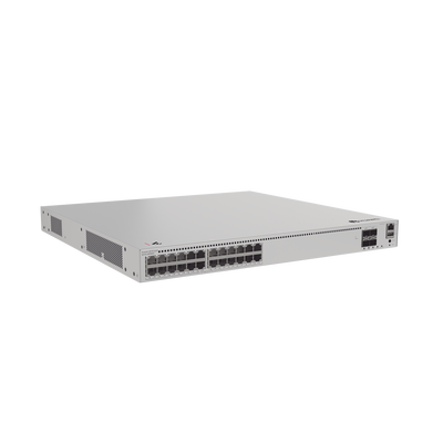 Switch de Distribución/Core Gigabit Administrable PoE Capa 3 / 24 puertos 1000/2.5Gbps (PoE) / 4 Puertos 10GE SFP+ Uplink / ERPS / Rutas Estáticas / iStack / PoE Perpetuo / 400W / Administración Nube Gratis