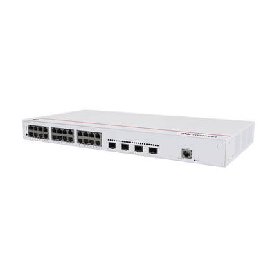 Switch de Distribución/Core Gigabit Administrable Capa 3 / 24 puertos 10/100/1000 Mbps / 4 Puertos 10GE SFP+ Uplink / ERPS / Rutas Estáticas / iStack / Administración Nube Gratis