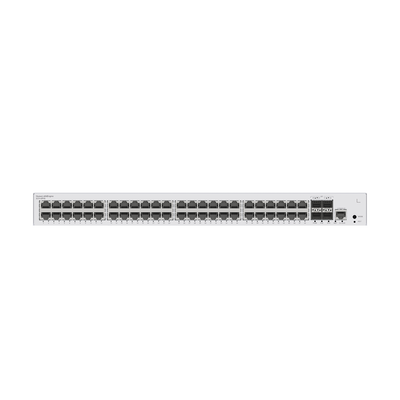 Switch de Distribución/Core Gigabit Administrable PoE Capa 3 / 48 puertos 10/100/1000 Mbps (PoE) / 4 Puertos 1GE SFP Uplink / ERPS / Rutas Estáticas / iStack / PoE Perpetuo / 380W / Administración Nube Gratis