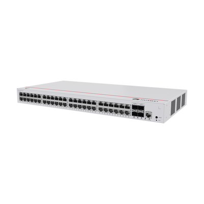 Switch de Distribución/Core Gigabit Administrable PoE Capa 3 / 48 puertos 10/100/1000 Mbps (PoE) / 4 Puertos 1GE SFP Uplink / ERPS / Rutas Estáticas / iStack / PoE Perpetuo / 380W / Administración Nube Gratis