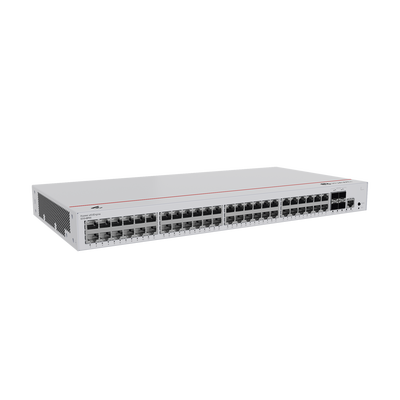 Switch de Distribución/Core Gigabit Administrable PoE Capa 3 / 48 puertos 10/100/1000 Mbps (PoE) / 4 Puertos 10GE SFP+ Uplink / ERPS / Rutas Estáticas / iStack / PoE Perpetuo / 380W / Administración Nube Gratis