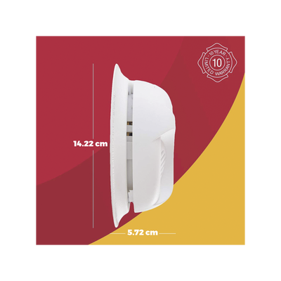 Detector de Humo Autónomo, No Requiere Panel, Batería Sellada de Litio por 10 años, Sensor por Ionización, Sin cableado