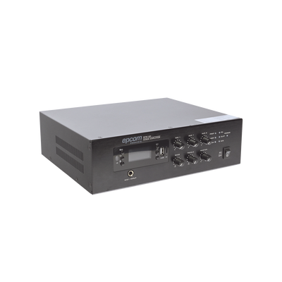 Mini Amplificador de Audio Mezclador | 120W RMS | Sistema 70/100V | MP3 | Tuner | Bluetooth | Musica ambiental y Voceo