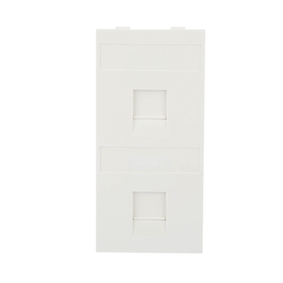 Placa Plana de Voz y Datos con Guardapolvo para 2 RJ45 / Color Blanco / 2 Puertos para Jacks Keystone / Compatible con Cajas de Pavimento SM-CPAV-2 y SM-CPAV-4 / Modelo S76B/9