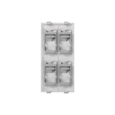 Placa Plana de Voz y Datos con Guardapolvo para 4 RJ45 / Color Blanco / 4 Puertos para Jacks Keystone / Compatible con Cajas de Pavimento SM-CPAV-2 y SM-CPAV-4 / Modelo S76C/9