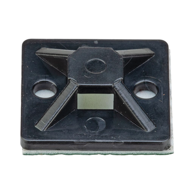 Montaje-Sujetador Adhesivo STRONGHOLD de 4 Vías de 1" x 1" x 1/4", Color Negro, Nylon 6.6 Retardante de Llamas V-2, Paquete de 100pz