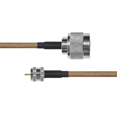 Cable Coaxial RG-142/U de 100 cm, 50 Ohm y Conectores Instalados de N Macho a Mini-UHF Macho.