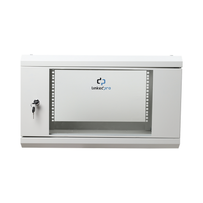 Gabinete de Pared de 6U con Puerta de Cristal Templado, 455 mm de Profundidad Total, Rack de 19'', Acero Reforzado Color Gris Mate