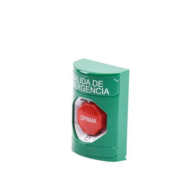 Botón de Salida de Emergencia , Texto en Español, Acción Mantenida, Girar para Restablecer, LED de iluminación