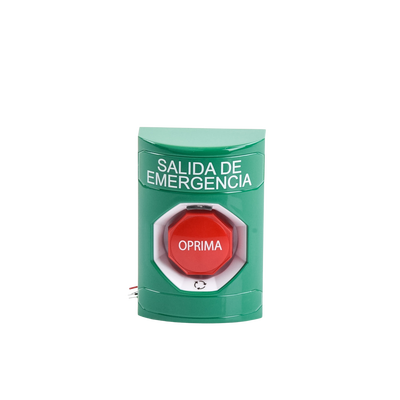 Botón de Salida de Emergencia , Texto en Español, Acción Mantenida, Girar para Restablecer, LED de iluminación