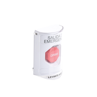 Botón de Emergencia, Texto en Español, Tapa Protectora de Policarbonato Súper Resistente, Restablecimiento con Llave