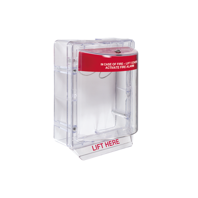 Cubierta Protectora Serie Stopper II® De Policarbonato, Con Bocina, Espaciador Transparente, Montaje en Superficie, Etiqueta en Inglés