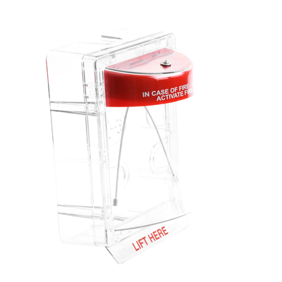 Cubierta Protectora Serie Stopper II® De Policarbonato, Con Bocina, Espaciador Transparente, Montaje en Superficie, Etiqueta en Inglés