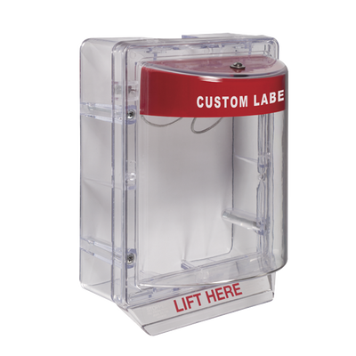 Cubierta Protectora Serie Stopper II® De Policarbonato, Con Bocina, Espaciador Transparente, Montaje en Superficie, Etiqueta Personalizada