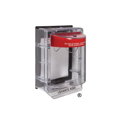 Cubierta Protectora De Policarbonato, Sin Sirena, Con Espaciador Transparente, Texto En Español, Listado UL/cUL, 7"Alto x 5" Ancho x 5.2" Profundidad, Serie Weather Stopper®