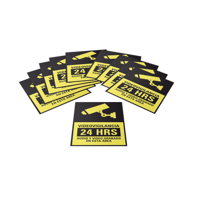 Etiqueta de Videovigilancia en Vinil Adhesivo Mate / Paquete con 10