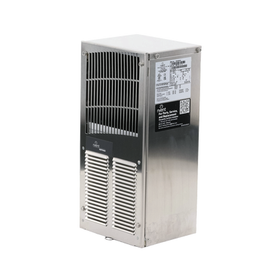 Aire Acondicionado Compacto Para Exterior, Uso en Gabinetes de Telecomunicaciones de Grado Industrial, Frío T15, 800 BTU, 115 Vca, de Acero Inoxidable 304, Color Gris
