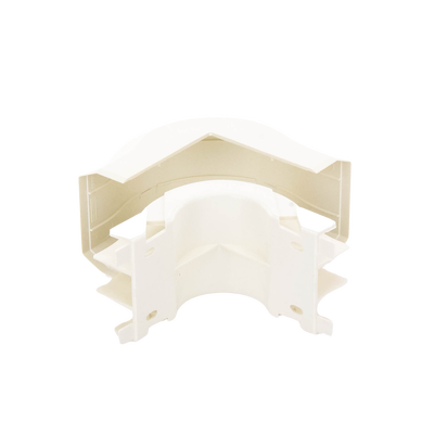 Esquinero exterior, para uso con canaleta T45, Material PVC Rígido, Color Blanco Mate