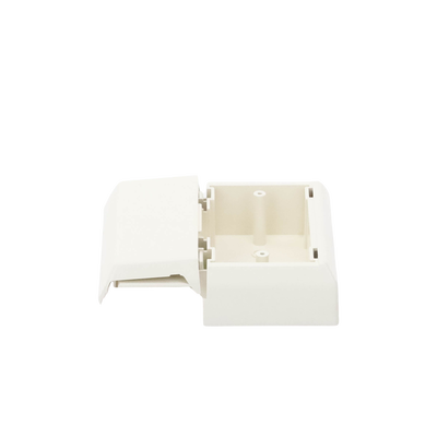 Caja Superficial Con Bisagras de Instalación a Presión, Para Canaletas T45, Material PVC Rígido, Color Blanco Mate