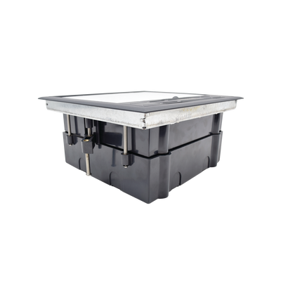 Caja de piso para dos módulos universales (Socket M2), para alimentación eléctrica y redes de datos (11000-33401) No incluye faceplates