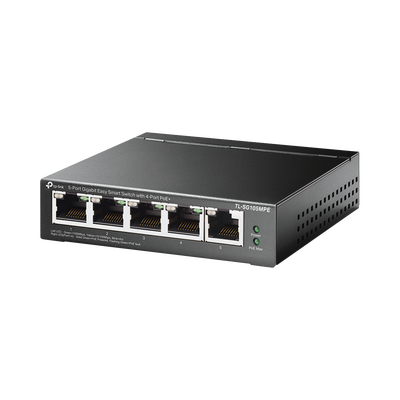 Switch Administrable / Escritorio Easy Smart / 5 puertos 10/100/1000 Mbps / IGMP para Vigilancia / Calidad en el Servicio (QoS) / Gestión GUI / Recuperación automática PoE