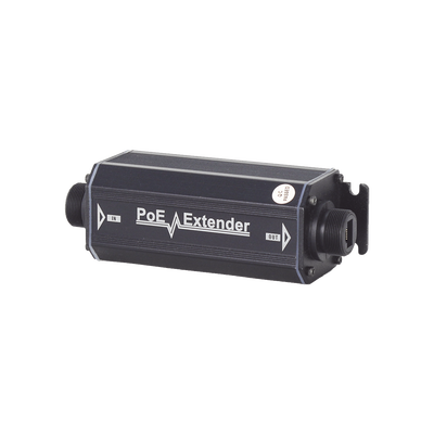 Extensor PoE / 100 Metros / Intemperie (IP66) / 60 Watts / 1 Puerto de Entrada / 1 Puerto de Salida PoE / No requiere alimentación.