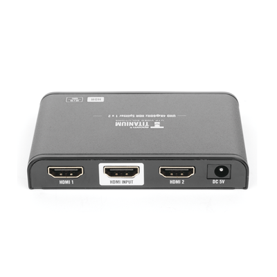 Divisor (Splitter) HDMI 4K de 1 Entrada a 2 Salidas (Simultaneas) / Soporta 4K×2K / Ajuste de resoluciones EDID / HDR / HDMI 2.0 / HDCP 2.2 / Soporta formatos de Audio Dolby Digital / Longitud del cable de entrada y salida ≤10m.